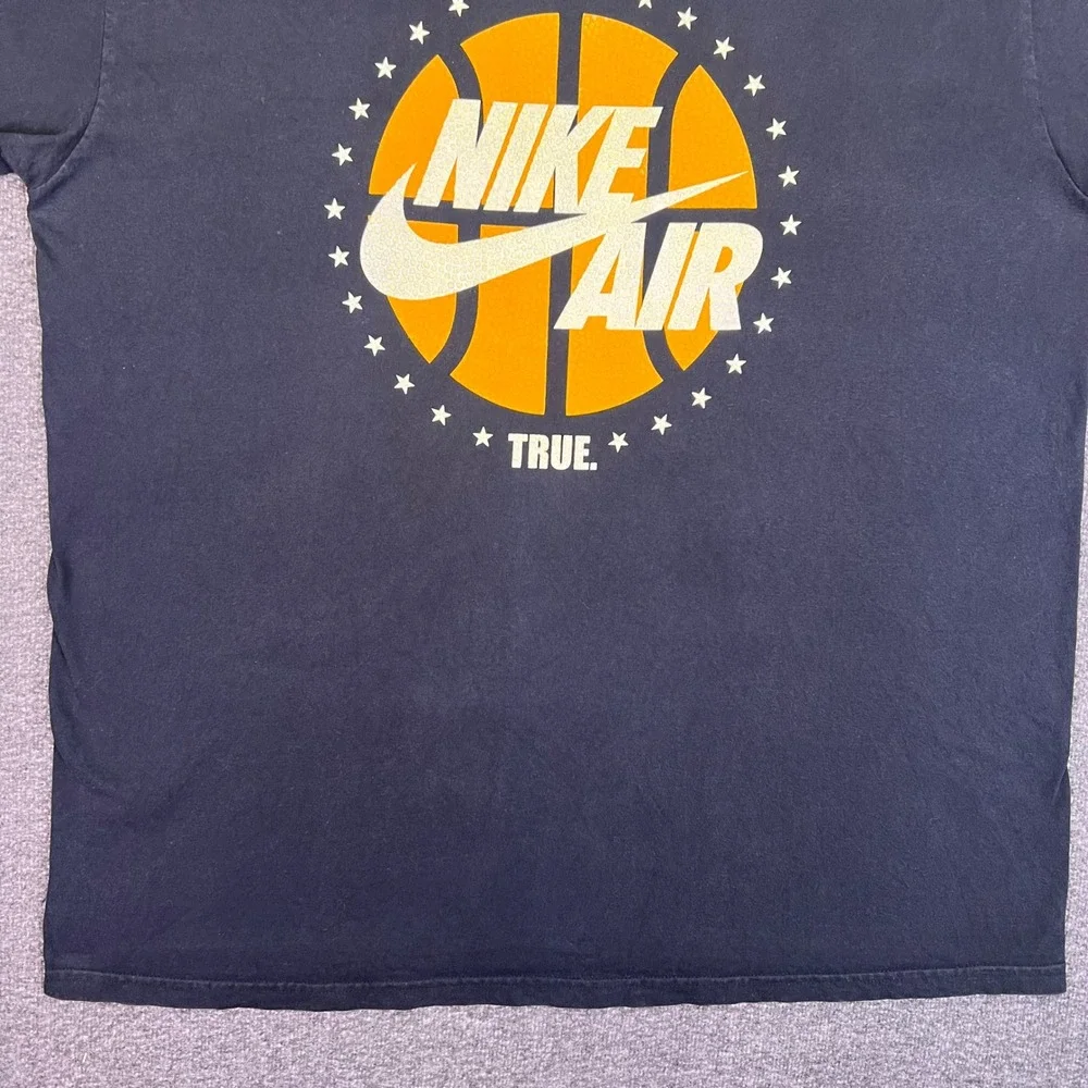 Nike Air Shirt Men 2XL Navy True Basketball Athletic AF1 Sleeve Graphic Logo Y2K